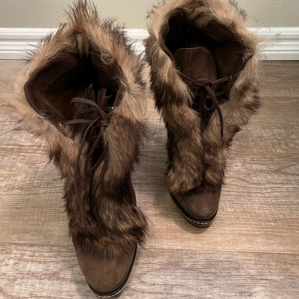 Ralph Lauren Collection suede Boots with Shearing Lamb Fur